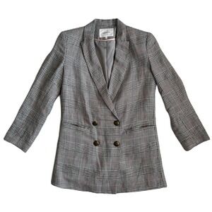 Emerson Fry Women's Black White Plaid Lee Blazer Jacket 00 Dark Academia